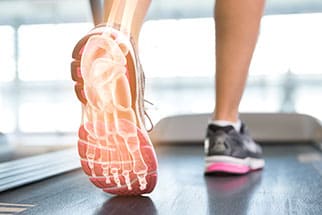 Illustration of foot bones while walking